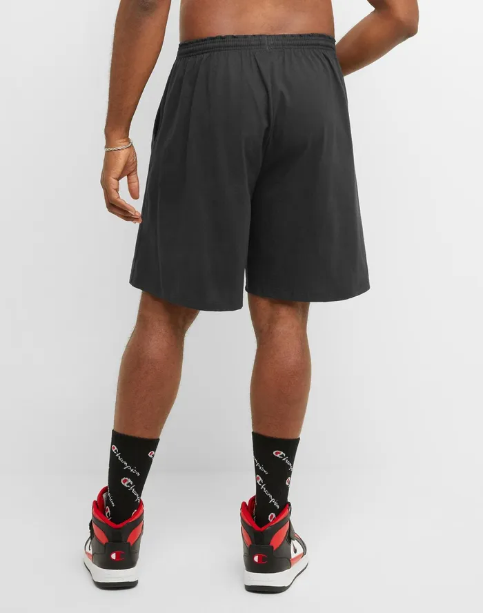 Lightweight Lounge Shorts C Patch Logo Big and Tall Black Men Champion Shorts