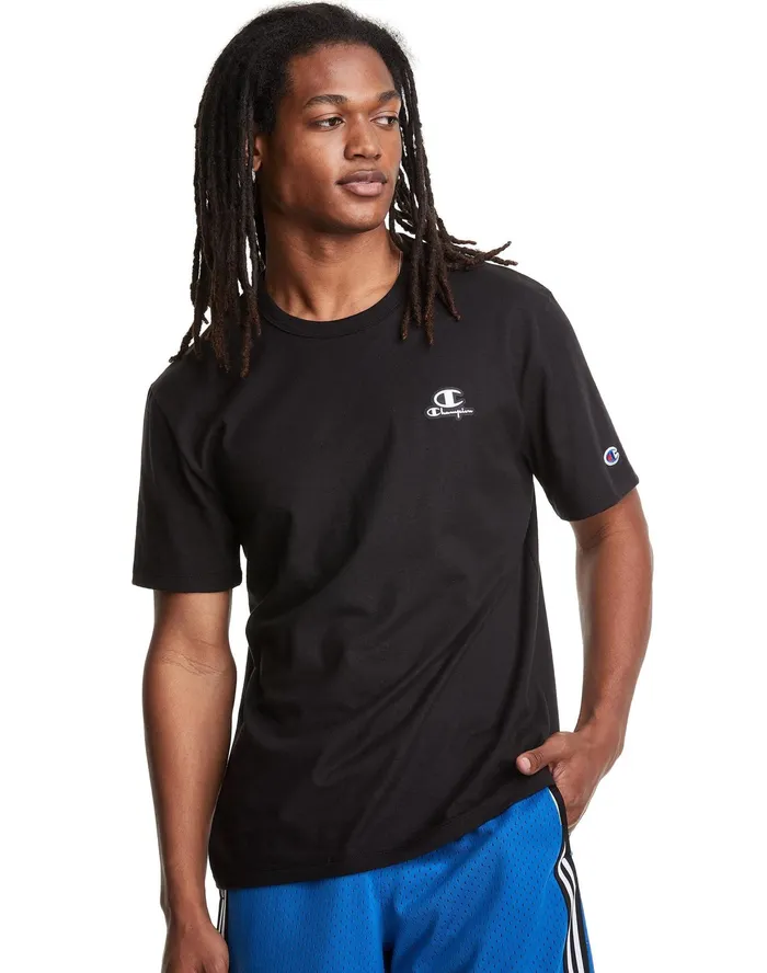 Lightweight Tee C Logo Applique Black Men Champion TShirts and Tops
