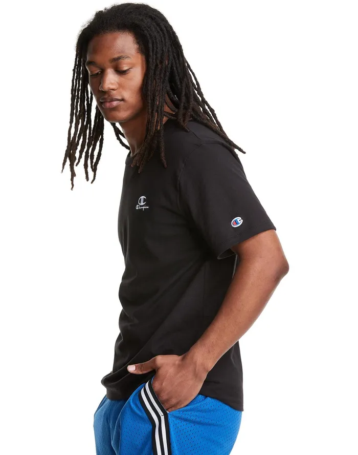Lightweight Tee C Logo Applique Black Men Champion TShirts and Tops