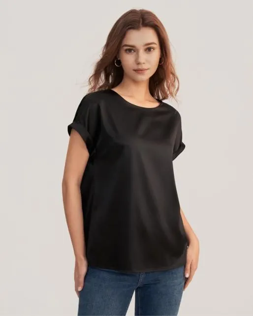 Lilysilk 100 Mulberry Silk TShirt Womenx27s Short Sleeves Women Tops