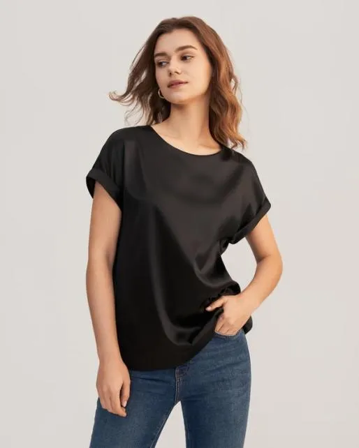 Lilysilk 100 Mulberry Silk TShirt Womenx27s Short Sleeves Women Tops