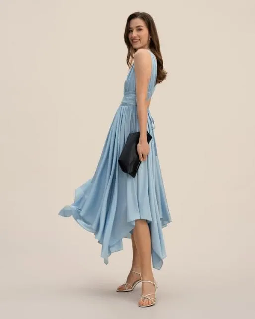 Lilysilk Blue Silk VNeck Dress Sexy Sleeveless Adonis Clothing Women Jumpsuits Dresses