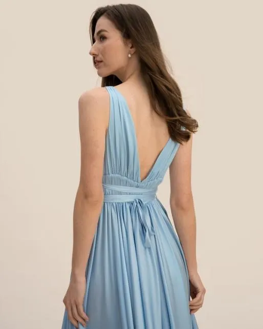 Lilysilk Blue Silk VNeck Dress Sexy Sleeveless Adonis Clothing Women Jumpsuits Dresses