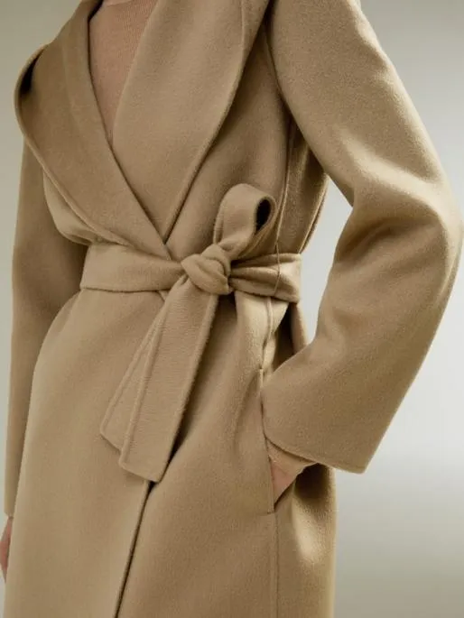 Lilysilk CashmereWoolBlend Belted Short Hooded Coat Women Knitwear