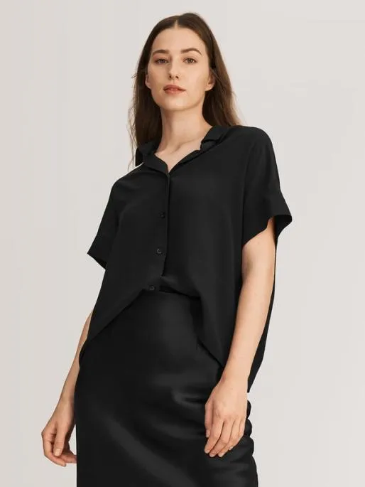 Lilysilk Casual Comfy Short Sleeve Silk Blouse For Women Women Tops
