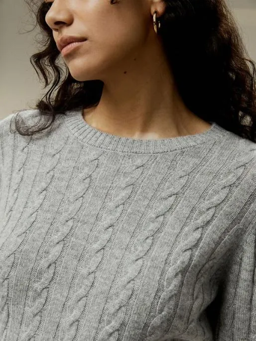 Lilysilk Classic Cable Knit Sweater With Ribbed Edges Women Knitwear