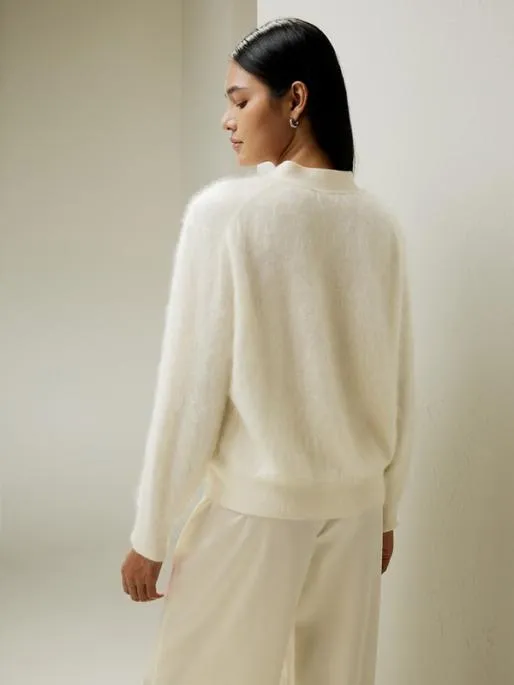 Lilysilk DropShoulder Cashmere Cardigan With Pearl Button Women Knitwear