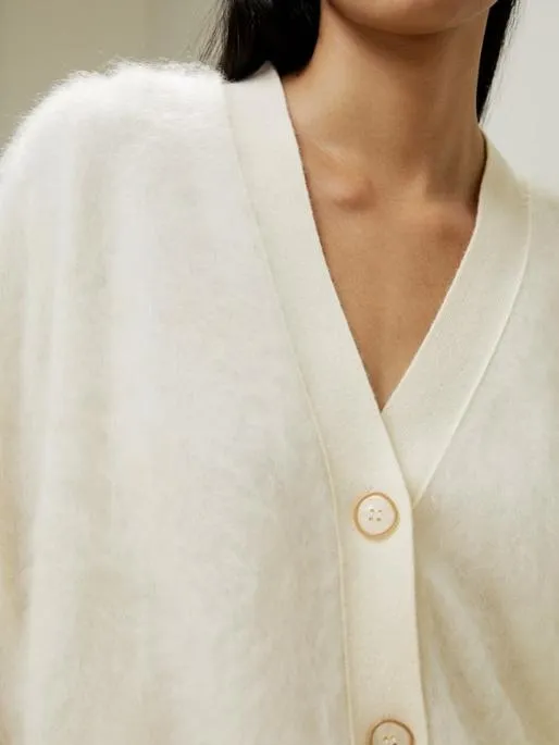 Lilysilk DropShoulder Cashmere Cardigan With Pearl Button Women Knitwear