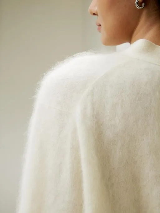 Lilysilk DropShoulder Cashmere Cardigan With Pearl Button Women Knitwear