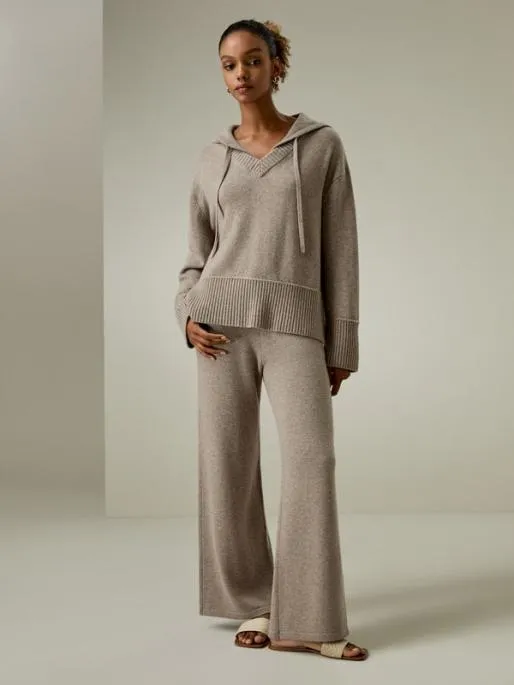 Lilysilk Merino Wool WideLeg Pants Women Knitwear