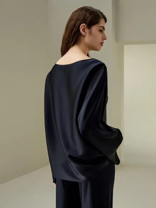 Lilysilk Silk Charmeuse Crewneck Blouse Women Blouses Shirts