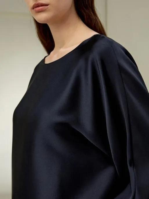 Lilysilk Silk Charmeuse Crewneck Blouse Women Blouses Shirts