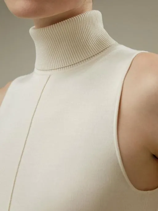 Lilysilk Silk Knitted Turtleneck Sleeveless Top Women Tops