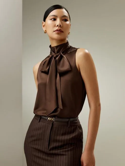 Lilysilk Sleeveless Silk Blouse With TieNeck 8211 Elegant And Stylish Women Blouses Shirts