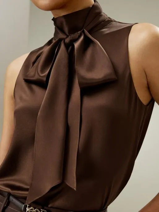 Lilysilk Sleeveless Silk Blouse With TieNeck 8211 Elegant And Stylish Women Blouses Shirts