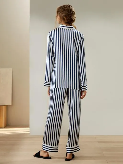 Lilysilk The Amalfi ButtonUp Full Length Striped Pajama Set Women Pajamas