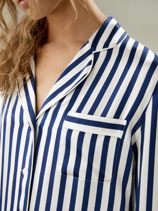 Lilysilk The Amalfi ButtonUp Full Length Striped Pajama Set Women Pajamas