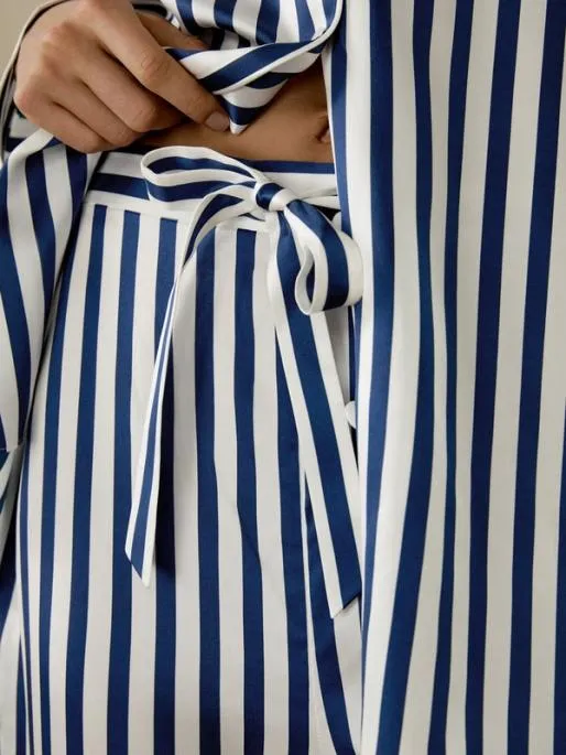 Lilysilk The Amalfi ButtonUp Full Length Striped Pajama Set Women Pajamas