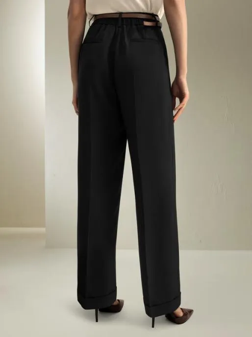 Lilysilk Timeless Pleated WideLeg Dense Silk Trousers Women Bottoms