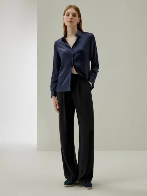Lilysilk Timeless Pleated WideLeg Dense Silk Trousers Women Bottoms
