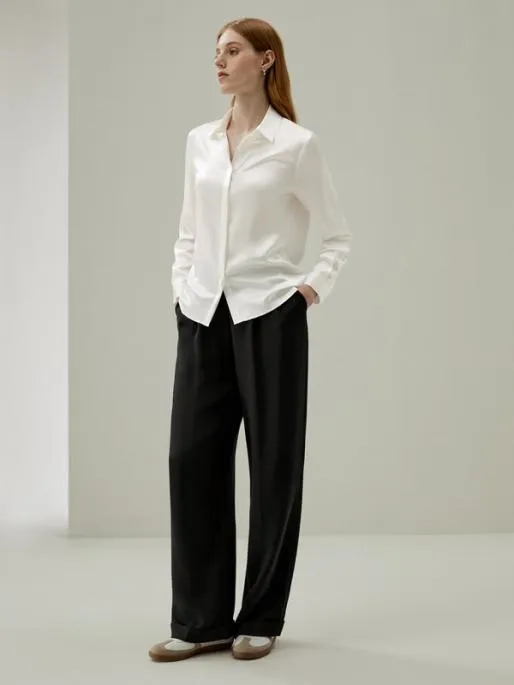 Lilysilk Timeless Pleated WideLeg Dense Silk Trousers Women Bottoms