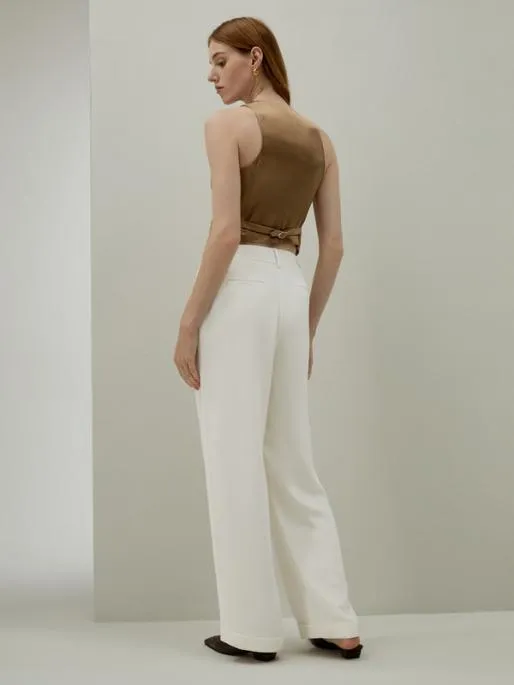 Lilysilk Timeless Pleated WideLeg Silk Trousers For Women 8211 WhiteBlack Women Essentials