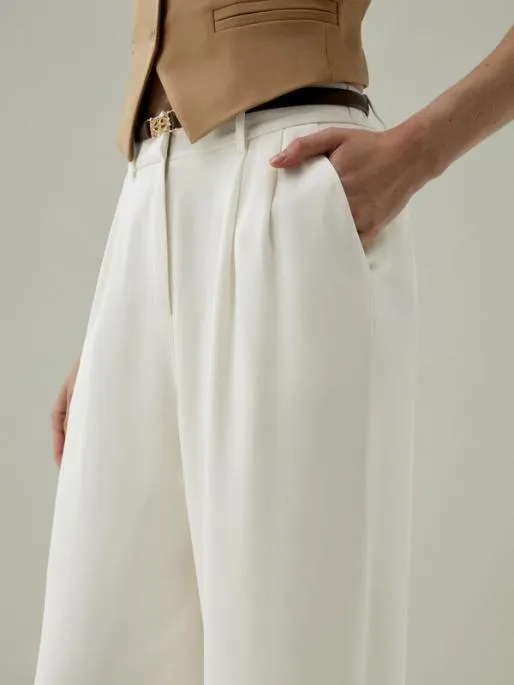 Lilysilk Timeless Pleated WideLeg Silk Trousers For Women 8211 WhiteBlack Women Essentials
