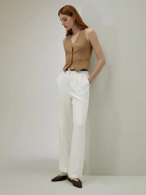 Lilysilk Timeless Pleated WideLeg Silk Trousers For Women 8211 WhiteBlack Women Essentials
