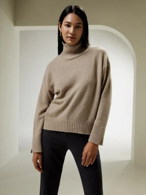 Lilysilk Turtleneck RelaxedFit Cashmere Sweater Women Knitwear