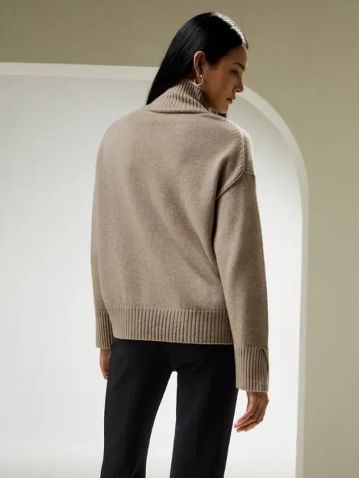 Lilysilk Turtleneck RelaxedFit Cashmere Sweater Women Knitwear