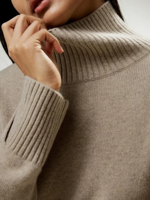 Lilysilk Turtleneck RelaxedFit Cashmere Sweater Women Knitwear