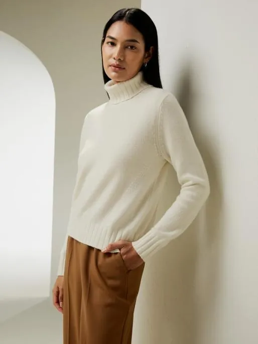 Lilysilk Turtleneck Sweater With Rib Hemline Women Knitwear
