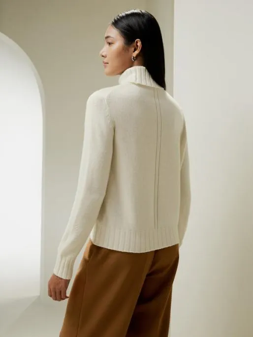 Lilysilk Turtleneck Sweater With Rib Hemline Women Knitwear