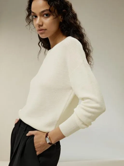 Lilysilk Ultrafine Merino Wool Crewneck Women Knitwear