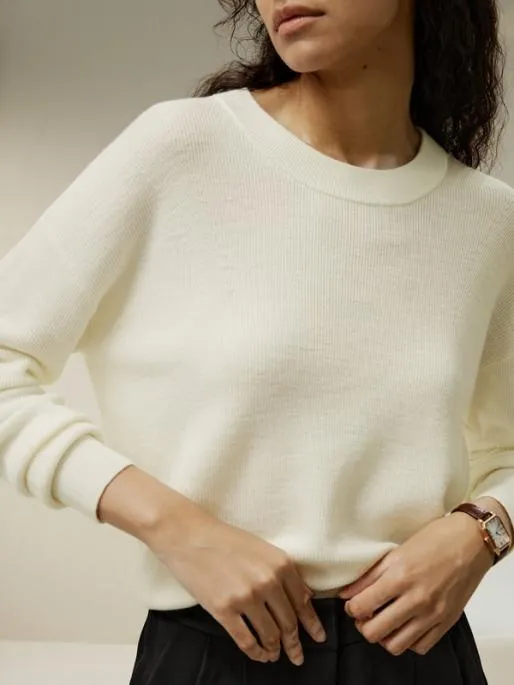 Lilysilk Ultrafine Merino Wool Crewneck Women Knitwear