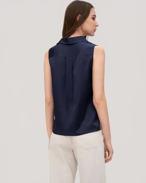 Lilysilk VNeck Sleeveless Silk Violet Shirt Women Blouses Shirts
