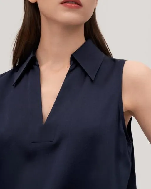 Lilysilk VNeck Sleeveless Silk Violet Shirt Women Blouses Shirts