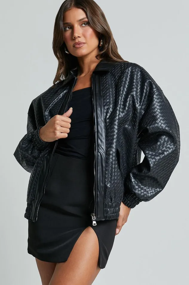 Lioness 8211 Kenny Bomber 8211 Bottega PU In Onyx Women Showpo Jackets and Coats