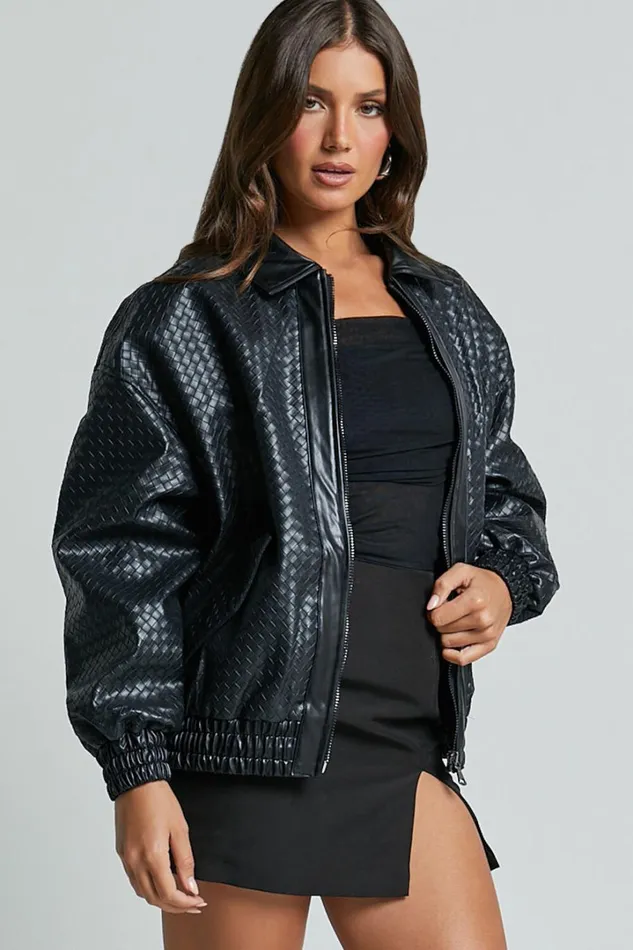 Lioness 8211 Kenny Bomber 8211 Bottega PU In Onyx Women Showpo Jackets and Coats