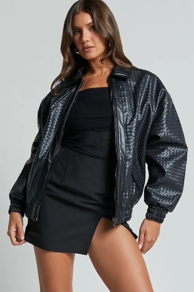 Lioness 8211 Kenny Bomber 8211 Bottega PU In Onyx Women Showpo Jackets and Coats