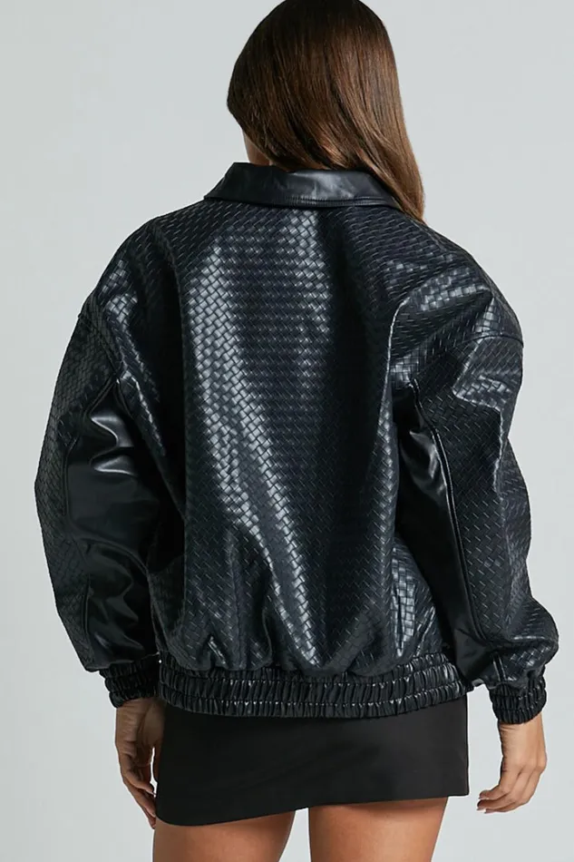 Lioness 8211 Kenny Bomber 8211 Bottega PU In Onyx Women Showpo Jackets and Coats