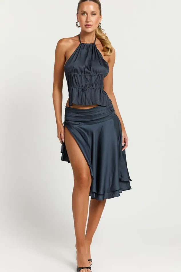 Lioness 8211 Legacy Midi Skirt In Navy Women Showpo Skirts
