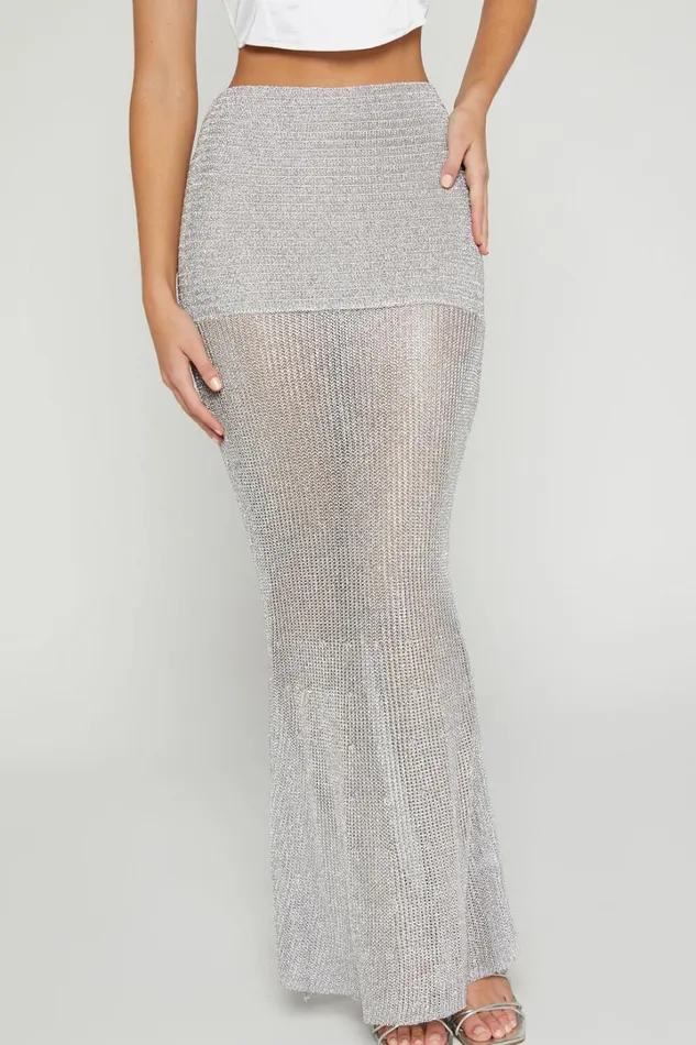 Lioness 8211 The Kendall Midi Skirt In Silver Women Showpo Skirts