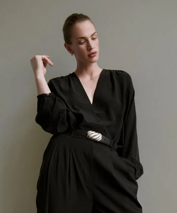 LongSleeve Tops Women Jenni Kayne Silk Sydney Top Black