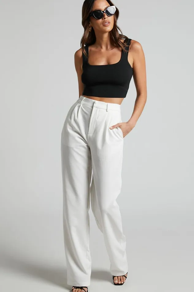 Lorcan Pants 8211 High Waisted Tailored Pants In White Women Showpo Pants