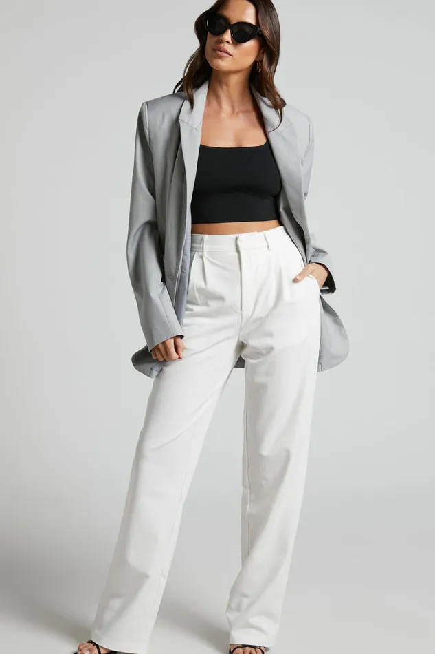 Lorcan Pants 8211 High Waisted Tailored Pants In White Women Showpo Pants
