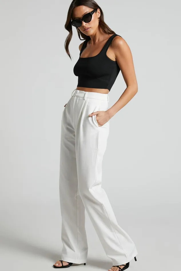 Lorcan Pants 8211 High Waisted Tailored Pants In White Women Showpo Pants