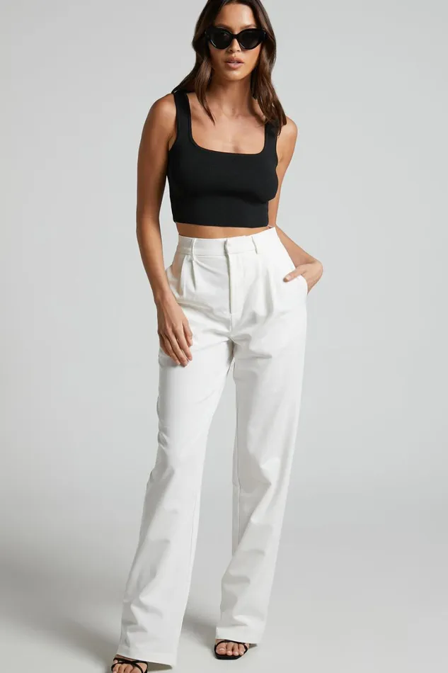 Lorcan Pants 8211 High Waisted Tailored Pants In White Women Showpo Pants