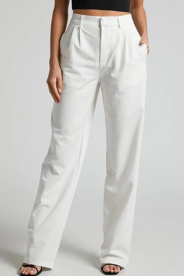 Lorcan Pants 8211 High Waisted Tailored Pants In White Women Showpo Pants