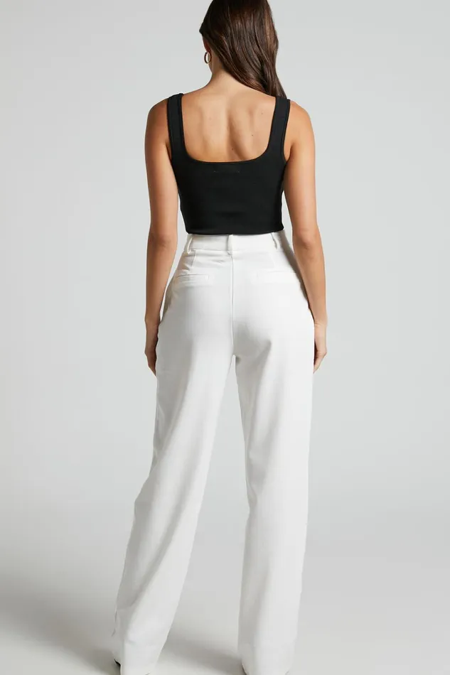 Lorcan Pants 8211 High Waisted Tailored Pants In White Women Showpo Pants